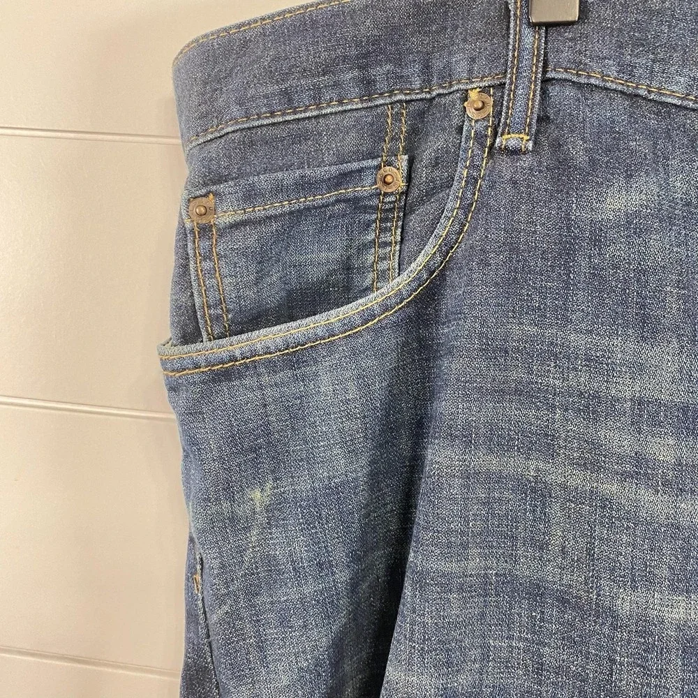 Levis‎ 569 Jeans Mens 42x30 Blue Denim Loose Straight Fit Distressed Dark Wash